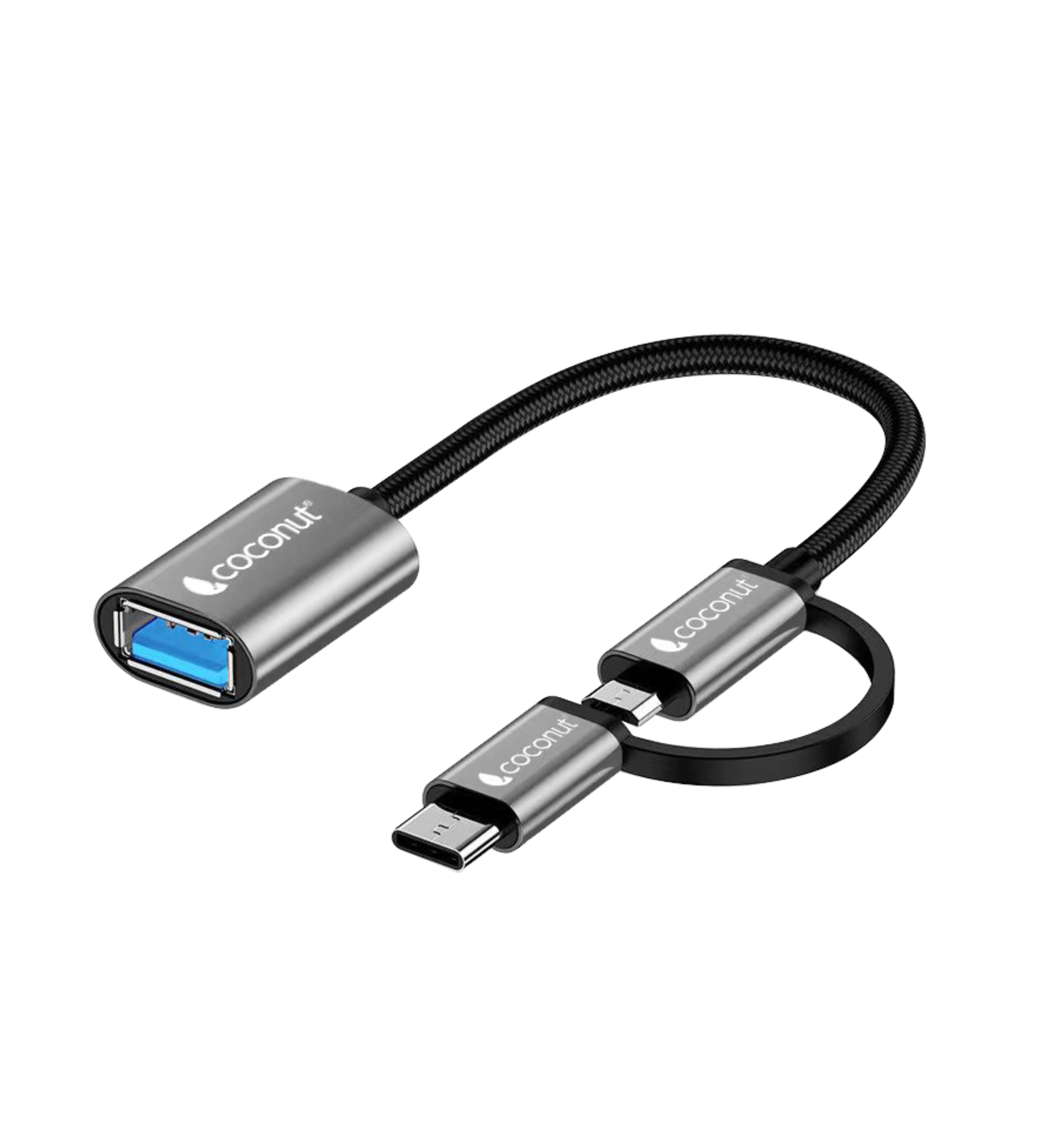 OT05 USB to Micro USB & Type C OTG Adapter with Aluminium Body